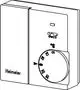 Raumsender mit Drehregler und Schalter, zur Temperaturregelung geeignet, präsentiert von IMI Hydronic Engineering. Batteriebetrieben, in schlichter Bauform.
